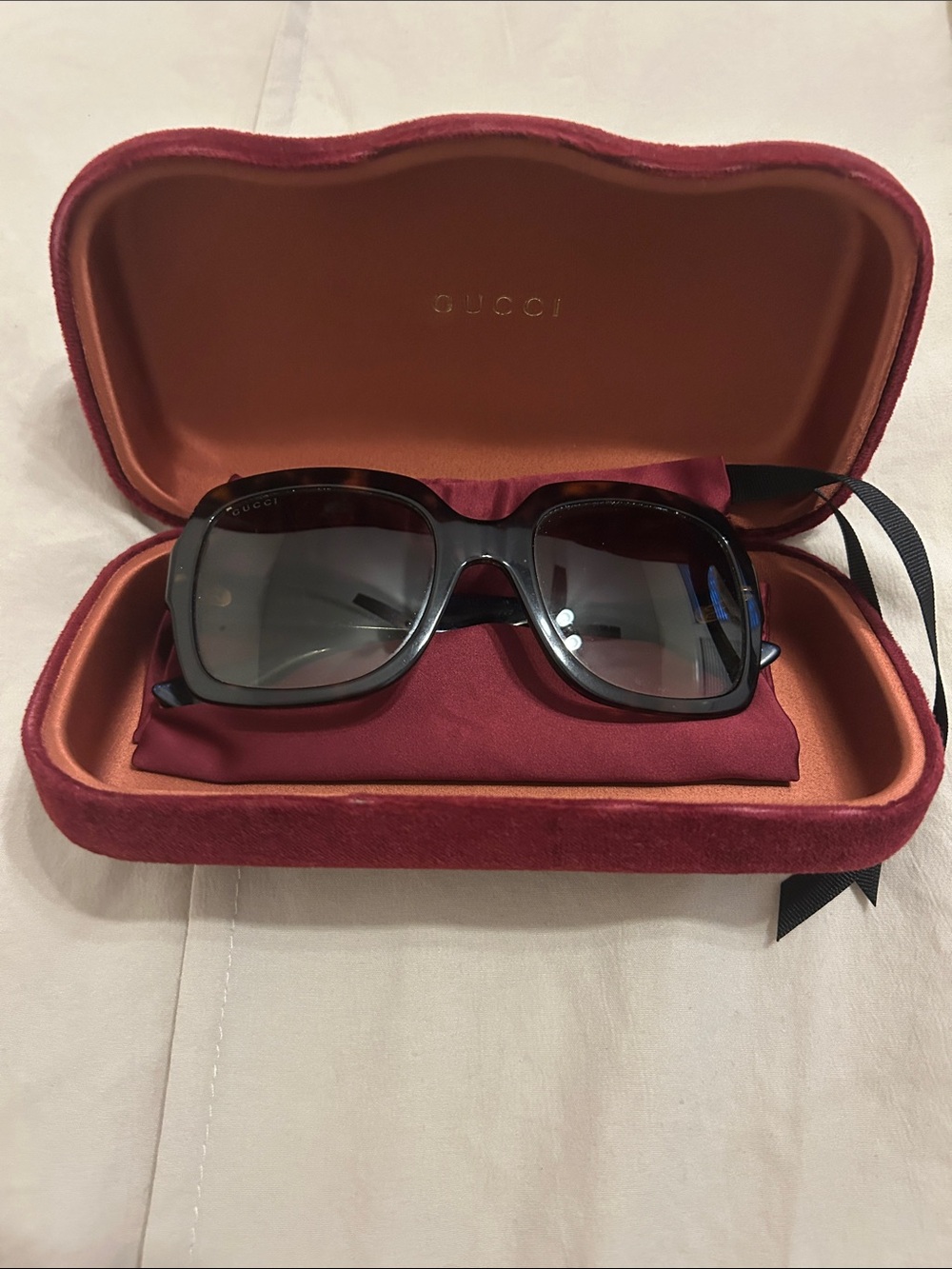 Gucci Brown Tortoise Shell Oversized Square Sunglasses